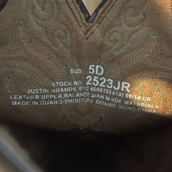 Juniors 5D Justin Cowboy Boots - Picture 4 of 4